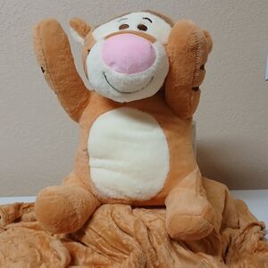 Plush Orange and Cream Tiger Stuffed Animal with Pink Nose